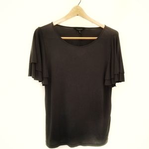 Lucky Brand | Flutter Sleeves | Black Basic Top